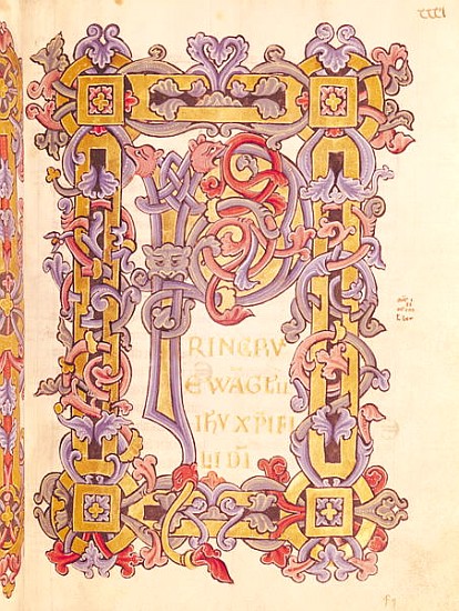 Ms 479 fol.32 Initial ''P'' from ''Les Evangiles de l''Abbaye de Cysoing'' von French School