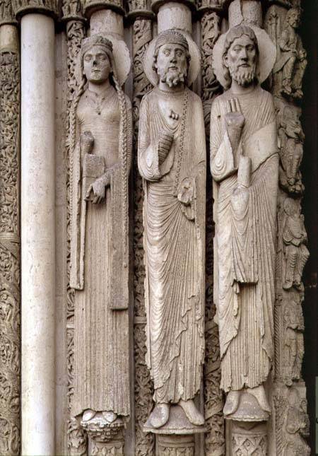 Old Testament figures, from the north embrasures of the central door of the Royal Portal of the west von French School