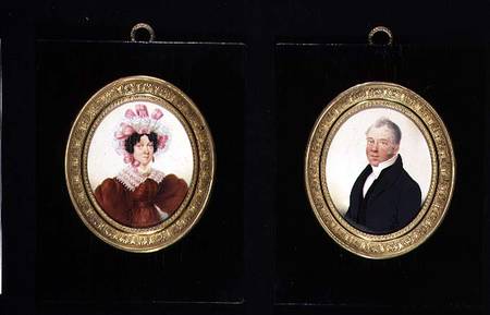 Pair of Portrait Miniatures of a Lady and a Gentleman von French School