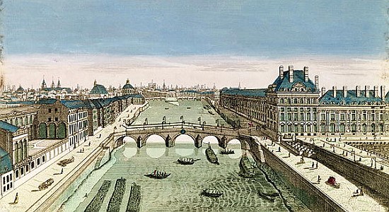 Perspective View of Paris from the Pont Royal von French School