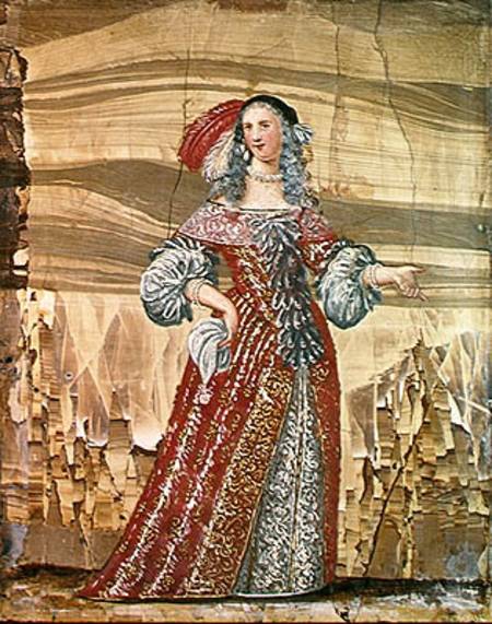 Portrait of Madeleine Bejart (1618-72) in the role of Madelon in 'Les Precieuses' by Moliere ((1622- von French School