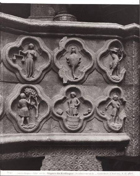 Quatrefoils with the Signs of the Zodiac and the Labours of the Year, from the Cathedral of Notre-Da von French School