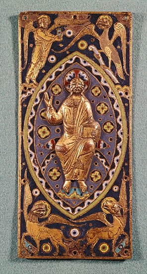 Reliquary plaque depicting Christ with the symbols of the evangelists (enamelled copper) von French School