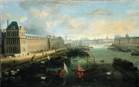 The Seine Viewed Towards the Pont Neuf, the Louvre and the College Mazarin von French School