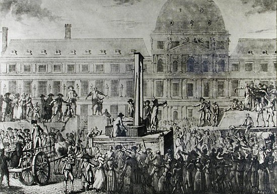 The First Execution Guillotine, Place du Carrousel, 13th August 1792 von French School