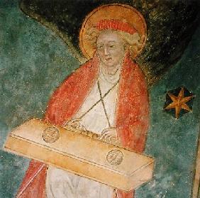 Angel playing a clavichord, detail from the vault of the crypt