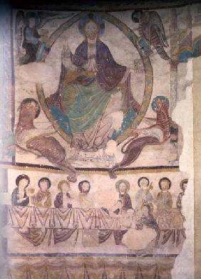 Christ in Majesty with Four Evangelical Symbols and the Last Supper c.1200