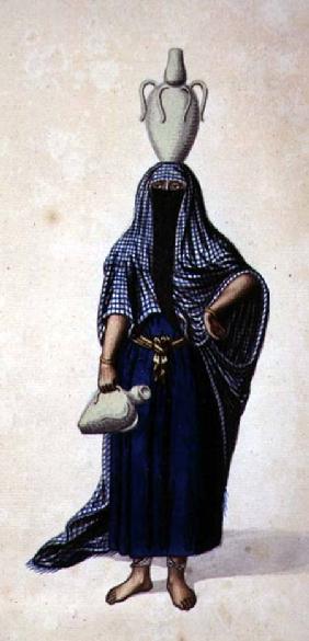 Egyptian Woman Carrying an Ibrik Water Pot, probably by Cousinery, Ottoman period third quar