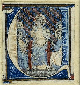 Historiated initial ''U'' depicting a Christ in Majesty, c.1320-30