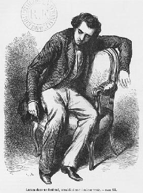Lucien de Rubempre overwhelmed with sorrow, illustration from ''Les Illusions perdues'' Honore de Ba