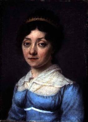 Portrait of a Bourgeois Woman in a Blue Empire Dress c.1815 ste