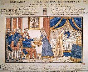 The birth of Henri Charles Ferdinand Marie Dieudonne de France, Duc de Bordeaux, Comte de Chambord o