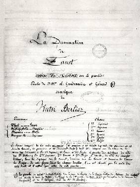 Title page of ''La Damnation de Faust'' by Hector Berlioz (1803-69) 1846