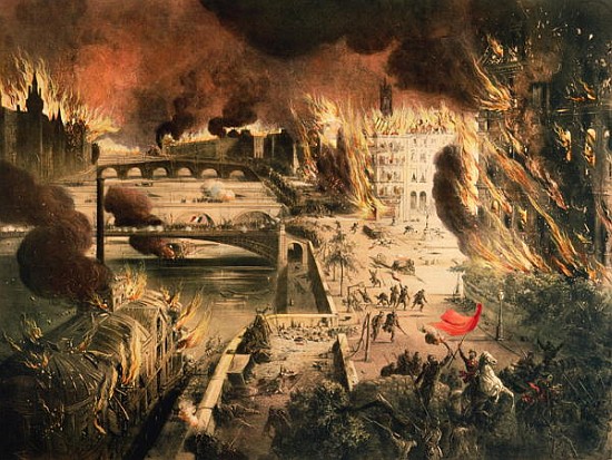 View of the Fires in Paris during the Commune on the 24th and 25th of May von French School