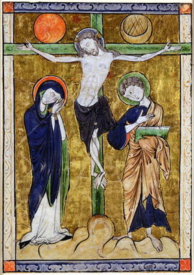 The Crucifixion, from a Psalter, c.1215 (vellum) von French School, (13th century)