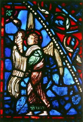 Window depicting an angel presenting a soul to God the Father, Ile de France Workshop (stained glass 1895