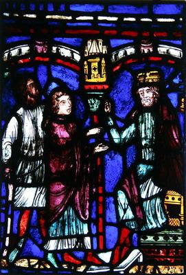 Window depicting an audience with a king, Ile de France Workshop (stained glass) 20th