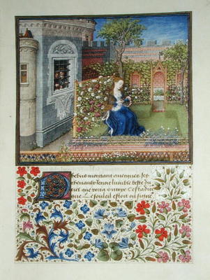 Ms 2617 The prisoners listening to Emily singing in the garden, from La Teseida, by Giovanni Boccacc von French School, (14th century)