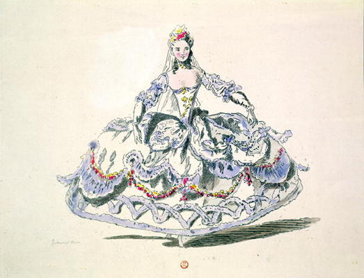 Opera Costume, from the Menus Plaisirs Collection, facsimile by A. Guillaumot Fils (colour litho) von French School, (18th century)