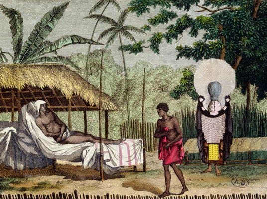 Funeral and mourning rites in Tahiti, 1811 (coloured engraving) von French School, (19th century)