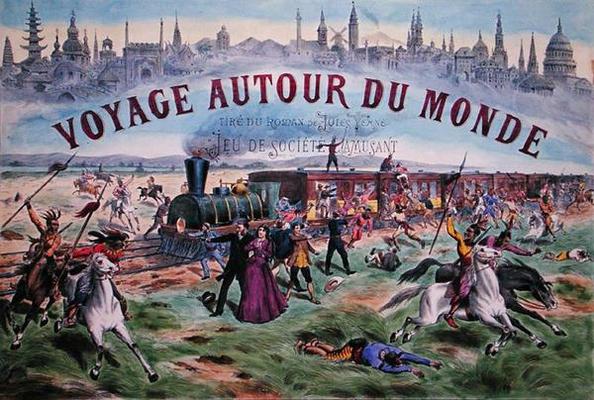'Le Voyage Autour du Monde', cover of a box for a game based on 'Around the World in 80 Days' by Jul von French School, (19th century)