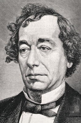 Portrait of Benjamin Disraeli, 1st Earl of Beaconsfield (1804-81) (engraving) von French School, (19th century)