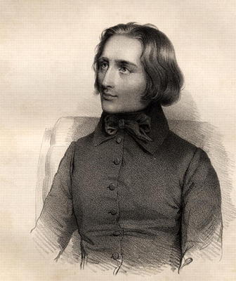 Portrait of Franz Liszt (1811-86) Hungarian piano virtuoso and composer (engraving) von French School, (19th century)