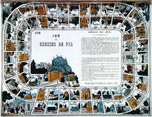 Snakes and ladders of Railways, 19th century (colour engraving) von French School, (19th century)