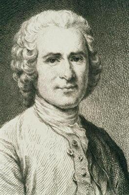 Portrait of Jean Jacques Rousseau (1712-78) French philosopher (engraving) 1870