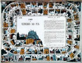 Snakes and ladders of Railways, 19th century (colour engraving) 18th