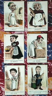 The Baker family from a 'Jeu des Sept Familles', mid 19th century (colour litho) 17th