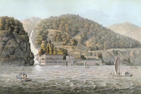 Villa Pliniana, Lake Como, 1803 (coloured engraving) 17th