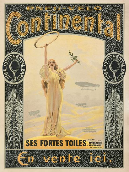 Advertising poster for Continental bicycle tyres von French School, (20th century)