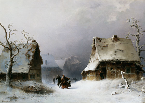 Aufkommender Schneesturm. von Friedrich de Leuw