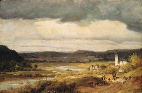 Deutsche Landschaft (Das Lennetal bei Hohensyburg mit der Kirche von Elsey) 1836-1840
