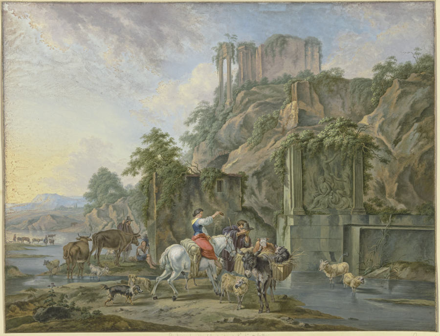 Hirten an einem römischen Brunnen von Friedrich Rauscher