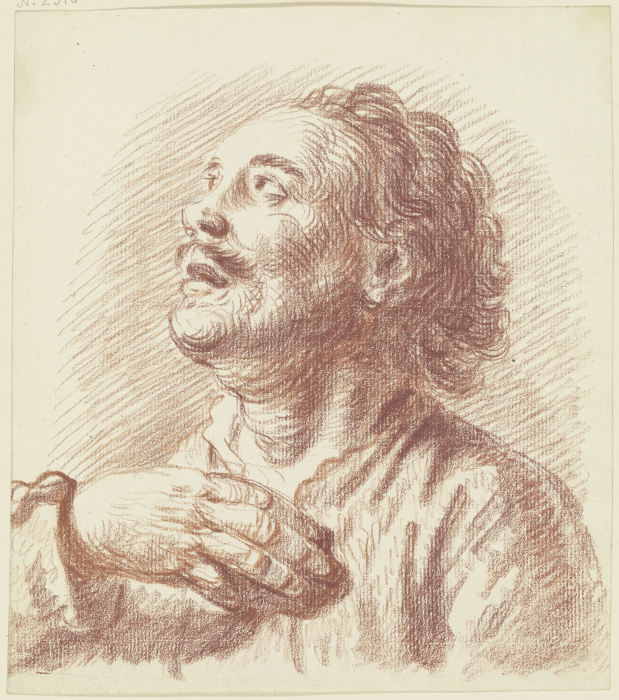 Brustbild eines emporblickenden Mannes von Friedrich Wilhelm Hirt