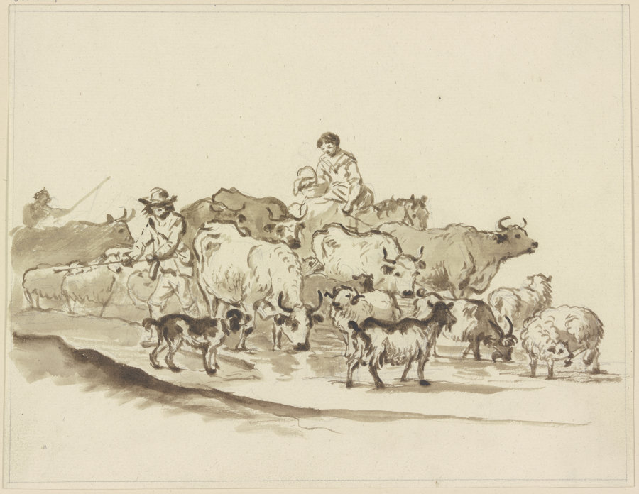 Viehherden mit Hirten von Friedrich Wilhelm Hirt