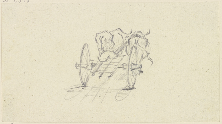 Zwei Ochsen ziehen einen Karren, von hinten gesehen von Friedrich Wilhelm Hirt