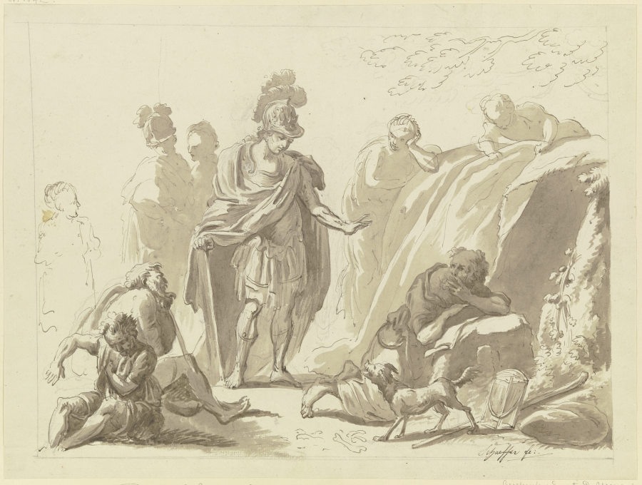 Alexander mit seinem Gefolge vor Diogenes von Friedrich Wilhelm Schäfer