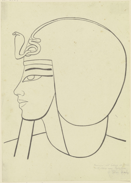Darstellung des Memnon (?) im Tal der Könige nach einer Zeichnung des Pisaner Ägyptologen Ippolito R von Friedrich Maximilian Hessemer