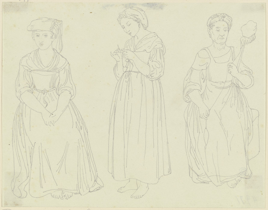 Figurenstudie von drei Frauen von Friedrich Maximilian Hessemer