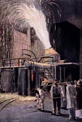 The Bessemer process for the mass-production of steel, developed by Sir Henry Bessemer (1813-98) (co 19th