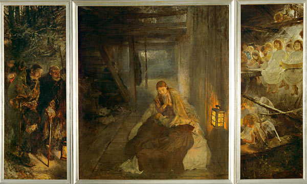 Die heilige Nacht (Triptychon) von Fritz von Uhde