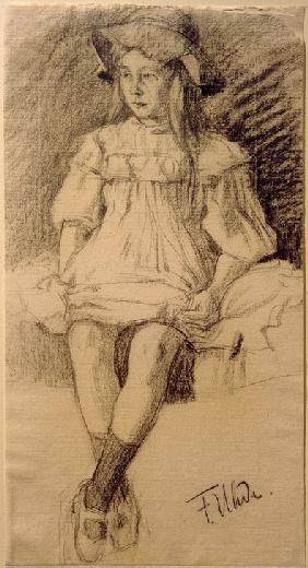 Sitzendes Mädchen mit Hut 1905