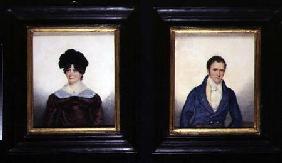 Two Portraits of a Husband and Wife in Regency Dress 1822  on