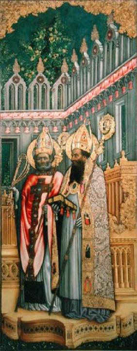 St. Ambrose and St. Augustine, right panel from The Virgin Enthroned with Saints Jerome, Gregory, Am 1446