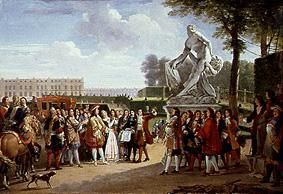 Ludwig XIV. bei der Enthüllung der Skulptur Milon von Croton von P.Puget. von Gabriel Lemonnier