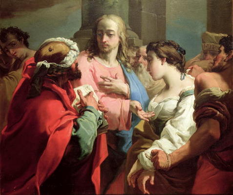 Christ and the Woman Taken in Adultery (oil on canvas) von Gaetano Gandolfi