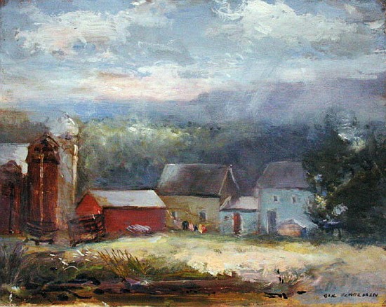 Farm Scene (oil on canvas)  von Gail  Schulman
